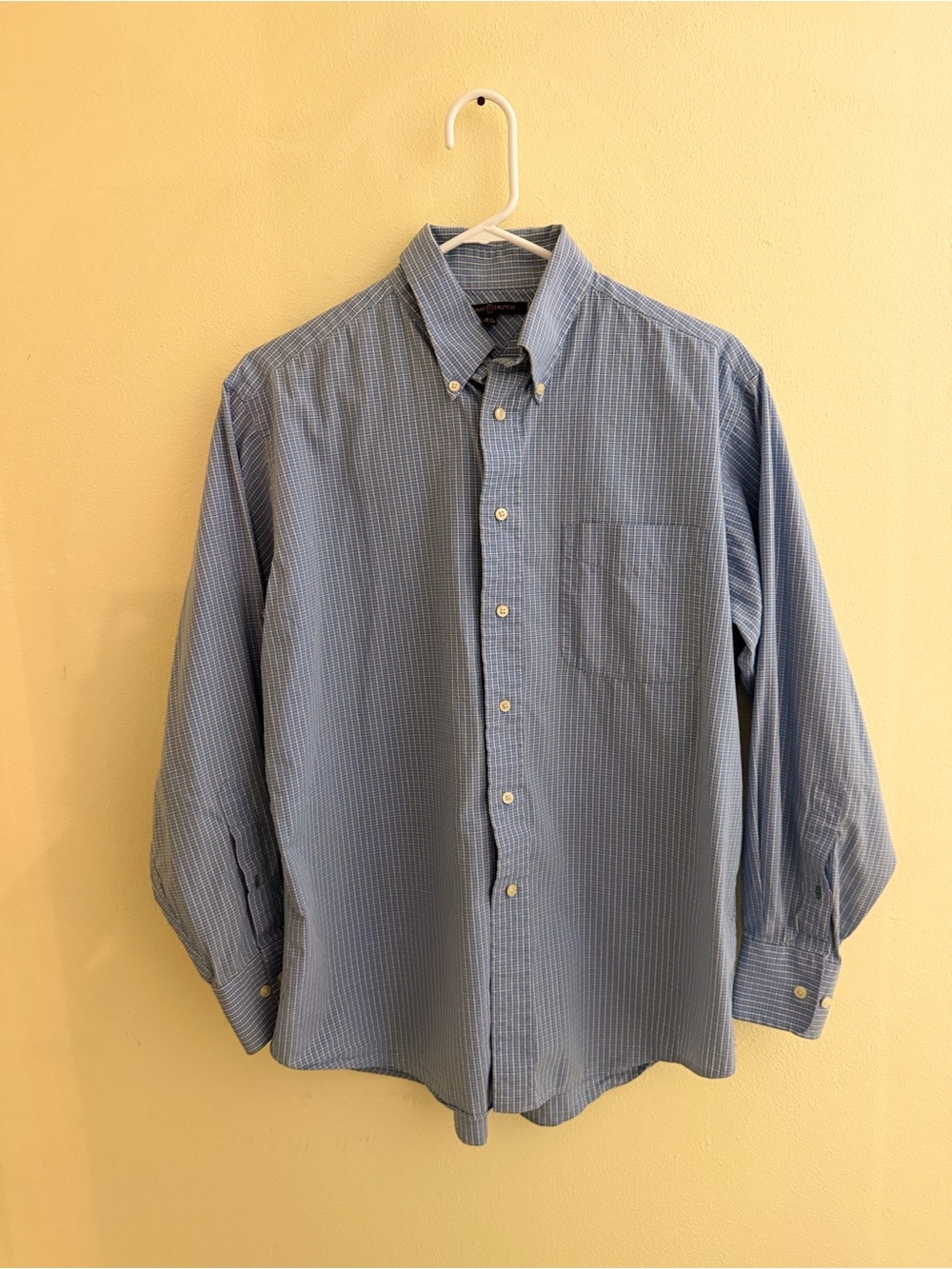 Tommy Hilfiger Men’s Dress Shirt 15.5 32/33 Blue White Check Cotton